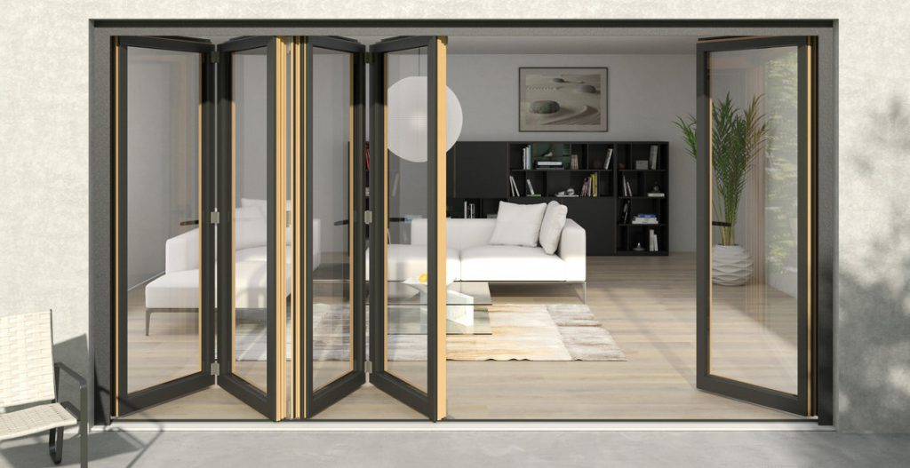 Falttür Schwarz 97x203cm - Ziehharmonika-Tür Für Schrank & Raumteiler